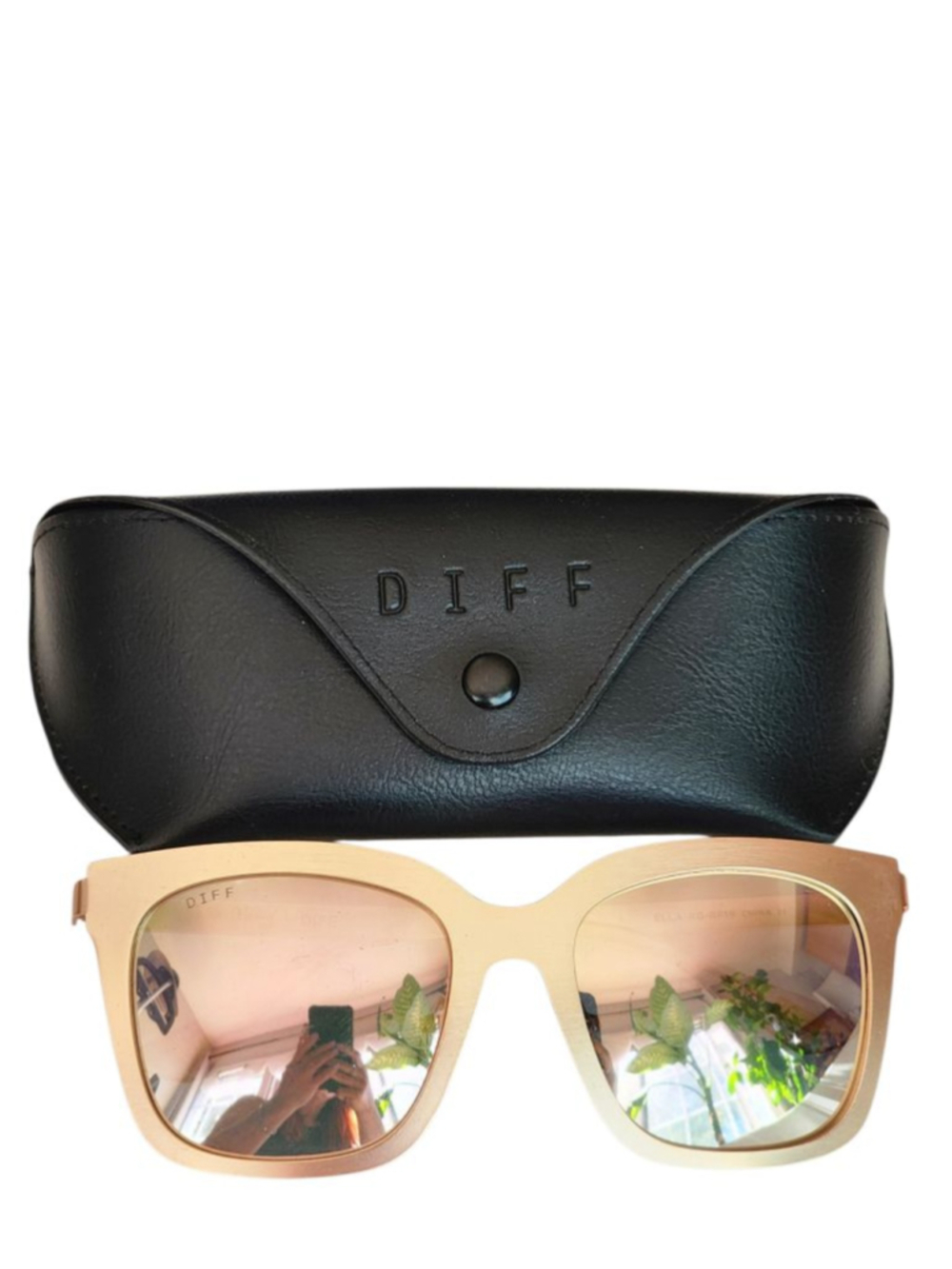 DIFF Rose Gold Ella Mirrored Oversized Sunglasses RG-RF19